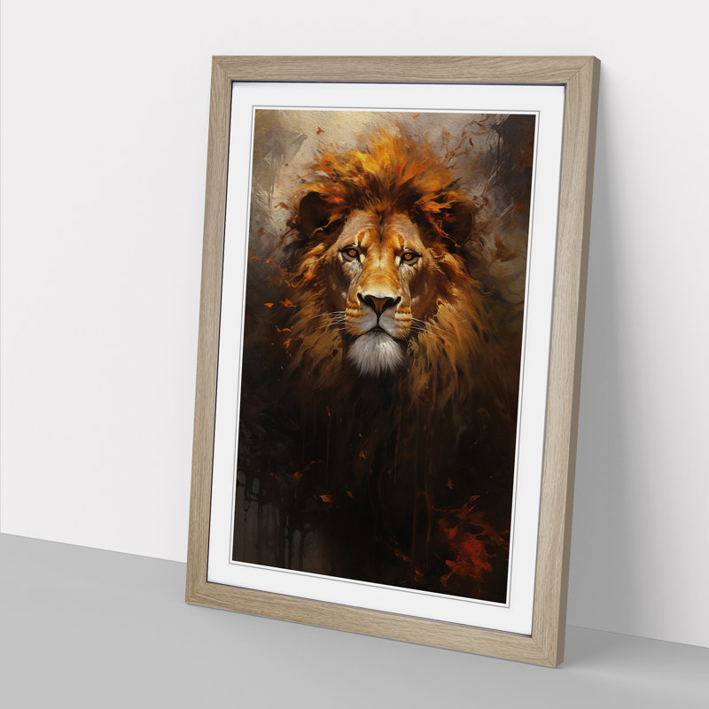 Lion Informel No.3 Framed Print, Oak, 34cm H x 25cm W x 2cm D