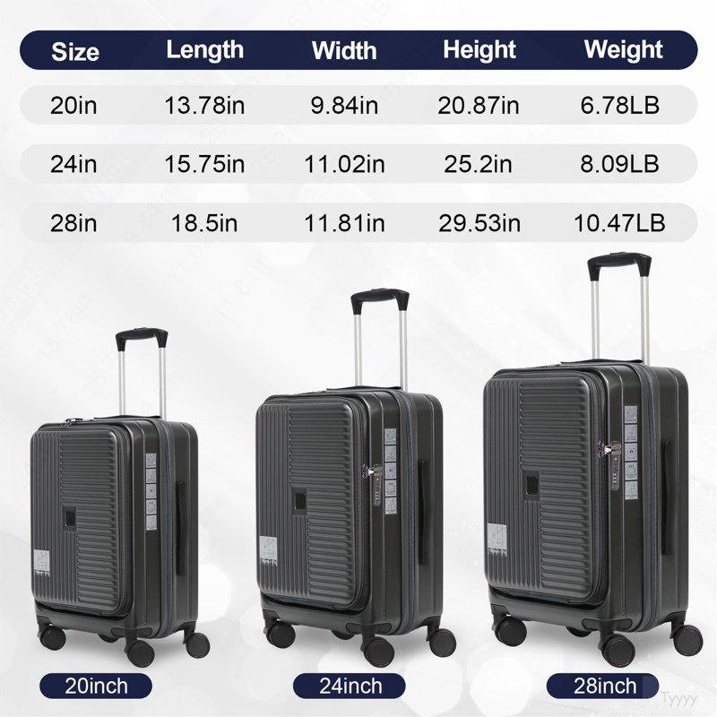 Luggage,With Front Opening,TSA Approved Lock,Hardshell Suitcase,Grey
