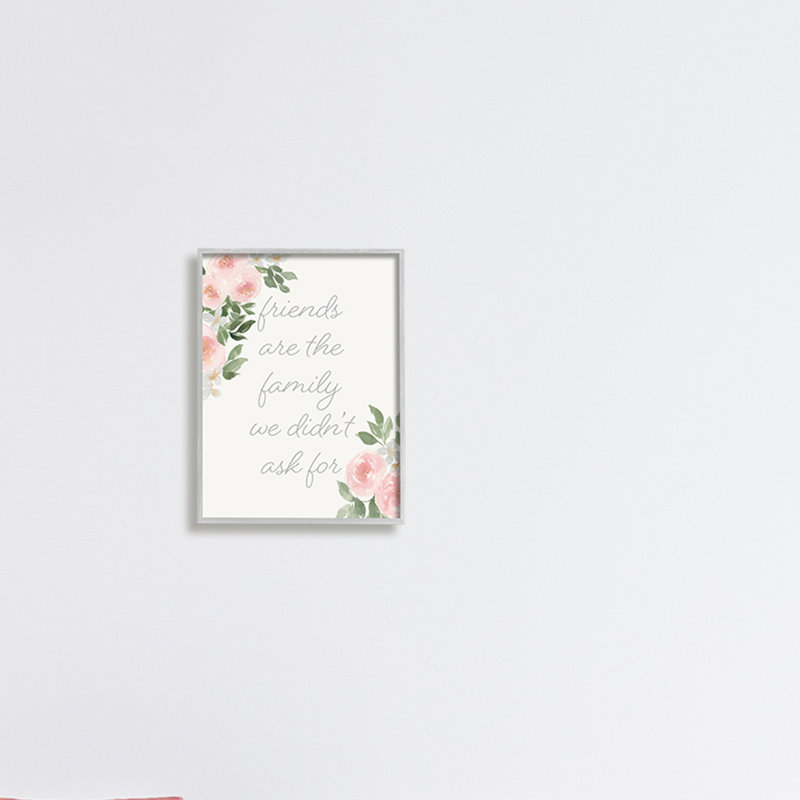 «Friends Are Family», phrase de motivation - rose, H 30 po x l 24 po, Estampe numérique Farmhouse