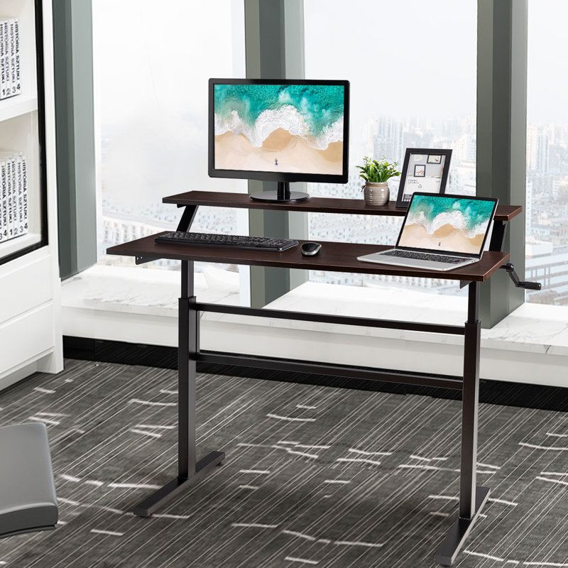 Mirari Adjustable Standing Desk, Black, Coffee