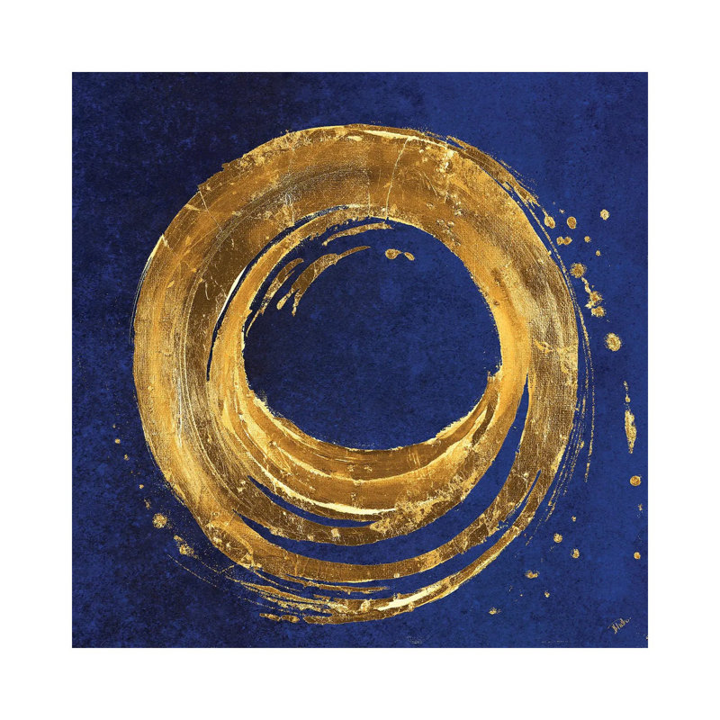 Gold Circle on Blue 1 Piece Wrapped Canvas Wall Art, 45.72 cm H x 45.72 cm W x 1.91 cm D