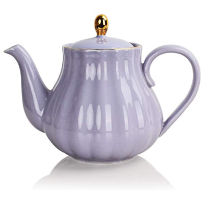 Natashua Royal Teapot, Ceramic Tea Pot With Removable Stainless Steel Infuser, Blooming & Loose Leaf Teapot -  Everly Quinn, 3F99E3771CF245EB83C9D12CD332A88E