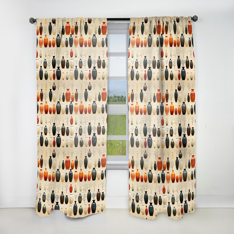 Motifs de poterie Boho - Rideau abstrait Boho - Rideau abstrait obscurcissant - 1 panneau, L 52 po x L 63 po