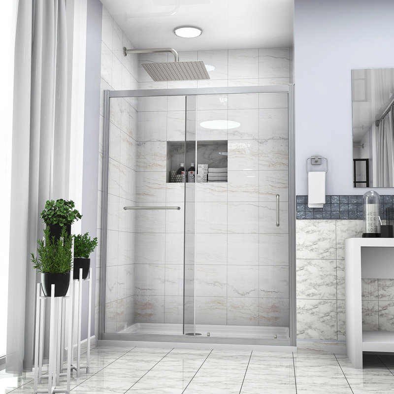 Paroi de douche coulissante simple l 60 po x H 72 po, 1/4 po (6 mm), chrome