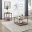 Table basse moderne et élégante avec finition brune et table de salon en verre trempé transparent-1154372980