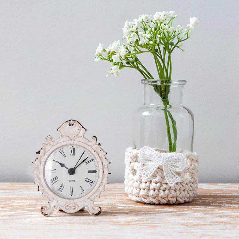 Analog Electric Tabletop Clock, White
