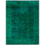 Overdyed Hand-Knotted Wool Modern-Contemporary Green Area Rug 9' 3" x 12' 4"