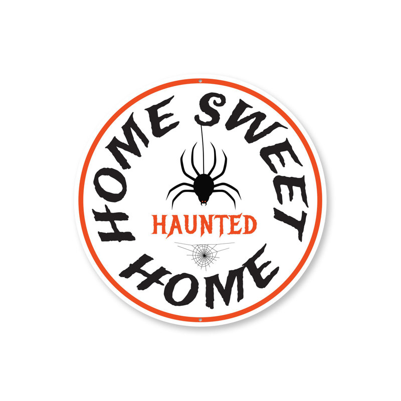 Enseignes en aluminium d'Halloween «Home Sweet Haunted», H 18 po x l 18 po x P 0,06 po