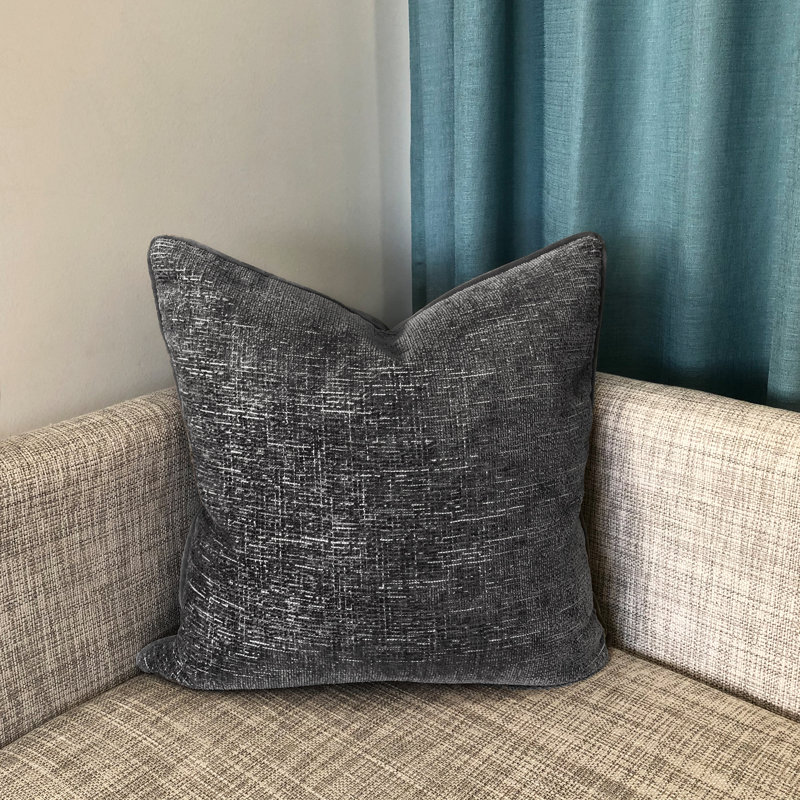 Joelle Square Pillow Cover & Insert, Gray