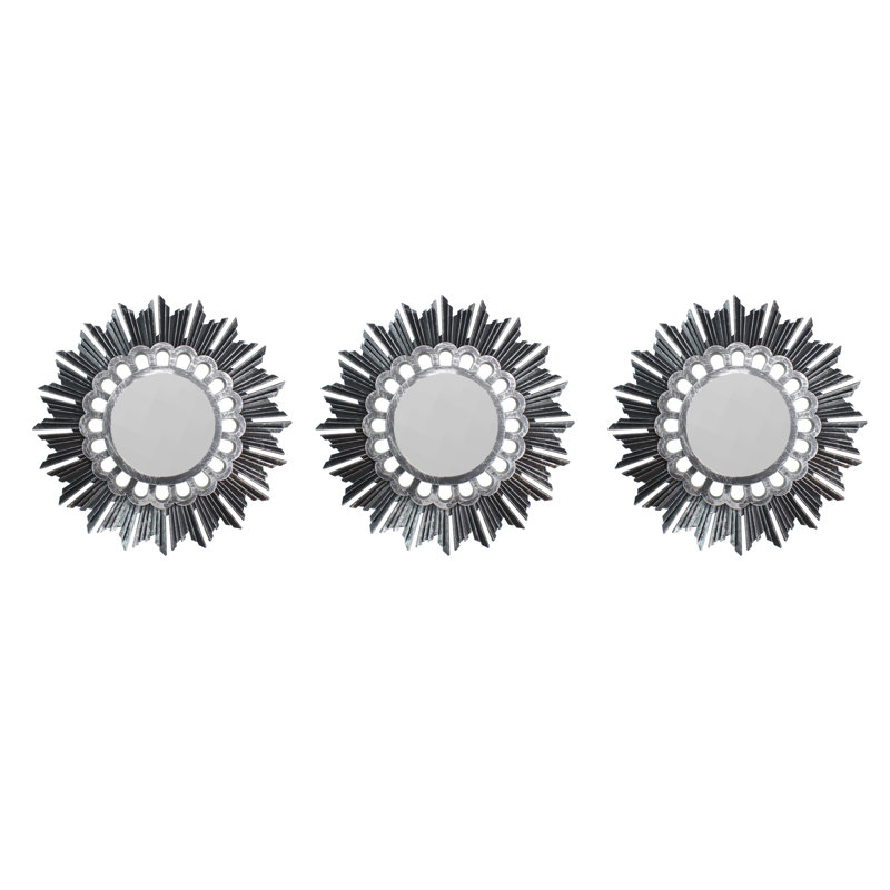 Miroirs ronds floraux argent brossé 9,5 po