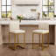 24" Modern Upholstered Kitchen Counter Stool with Gold Metal Sled Base & Off-White Woven Faux Leather (Set of 2)-603614637-598470249-598637963