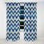 Motif géométrique à chevrons rétro - bleu et bleu cobalt - Rideau occultant - 1 panneau-107535829