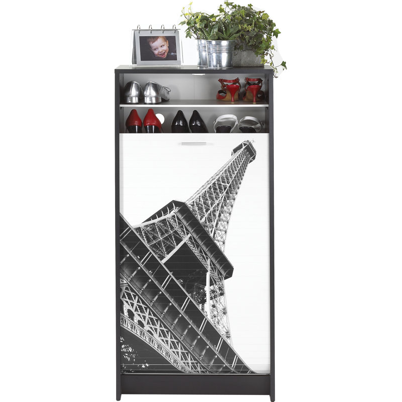 21 Pair Shoe Storage Cabinet, Black