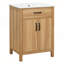 Meuble-lavabo de 24 po avec cadre en bois massif, tiroir rabattable, portes à fermeture en douceur, tablette réglable et meuble-lavabo moderne