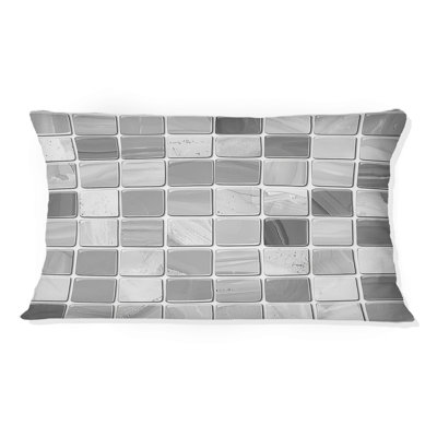 Grey Mosaic Tiles I - Modern Lumbar Pillow