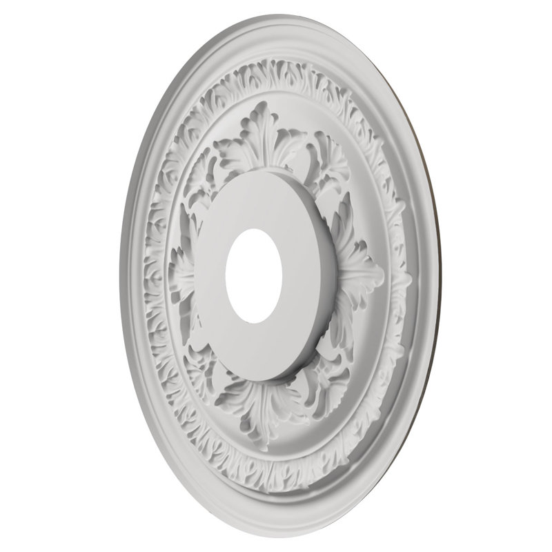 EnduraForm PVC Baltimore Thermoformed Ceiling Medallion, 19"OD x 3 1/2"ID x 1"P (Fits Canopies up to 7 3/4"), 19" OD, White