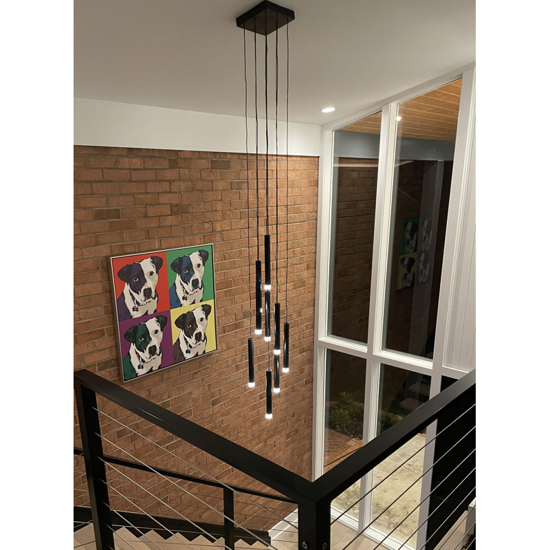 Luminaire suspendu cylindrique à 9 lumières DEL Harmony, Noir