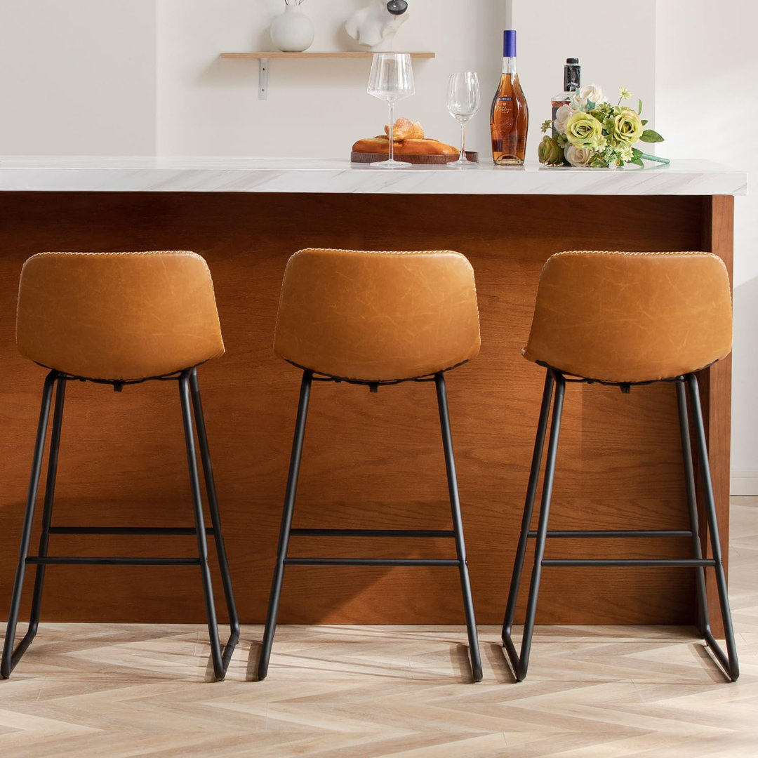 Bar Stools of 2/3/4, 26/30 Inch Counter Height Barstools with Back Faux Leather Bar Height Stools for Kitchen Island Counter 17 Stories 