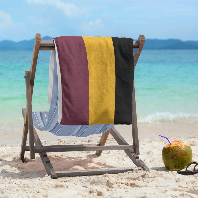 Lightweight Beach Towel, Wine/Gold/Black