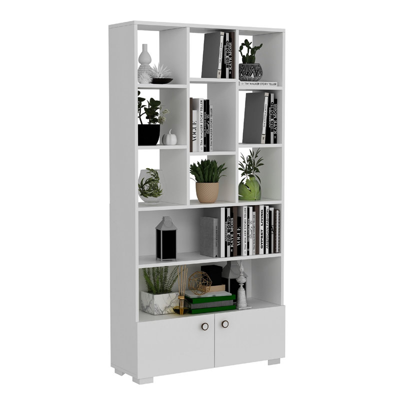 Stylish White Bookshelf, 100% Melamine Coated Particle Board, Thickness: 0.7 inches | Modern Design for Home or Office, Durable Storage Solution, Elegant and Functional