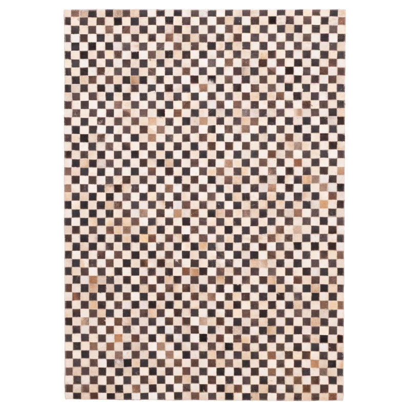 Tapis brun en cuir de vache patchwork 4 pi 1 po x 6 pi 0 po