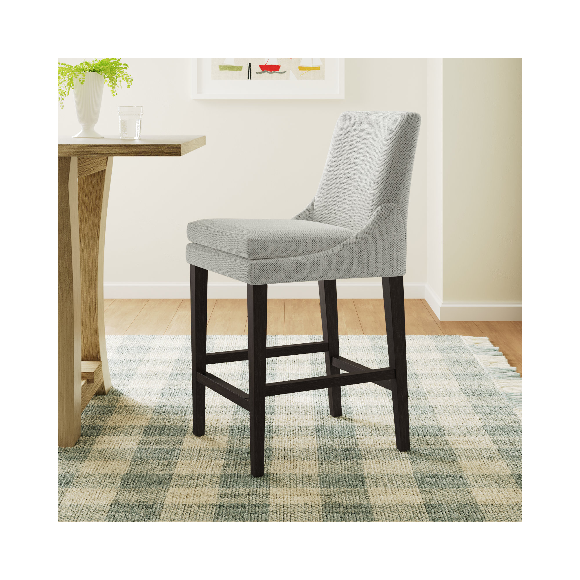 Niara Upholstered Counter & Bar Stool, Prestige Ivory Basketweave, Counter Stool (26” Seat Height)