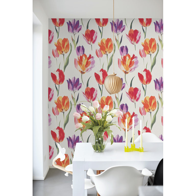 Papier peint tulipe et aquarelle