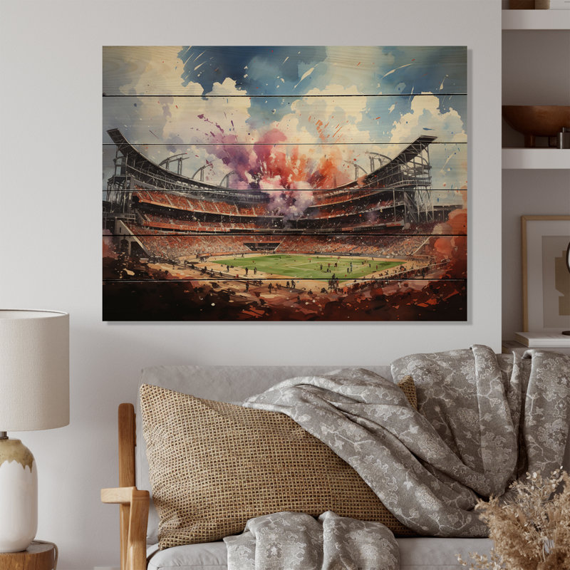 Sport Stadium in Spotlight V - impression sur bois sans cadre, H 10 po x l 20 po x P 0,78 po