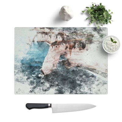 Tempered Glass Etretat in France Chopping Board