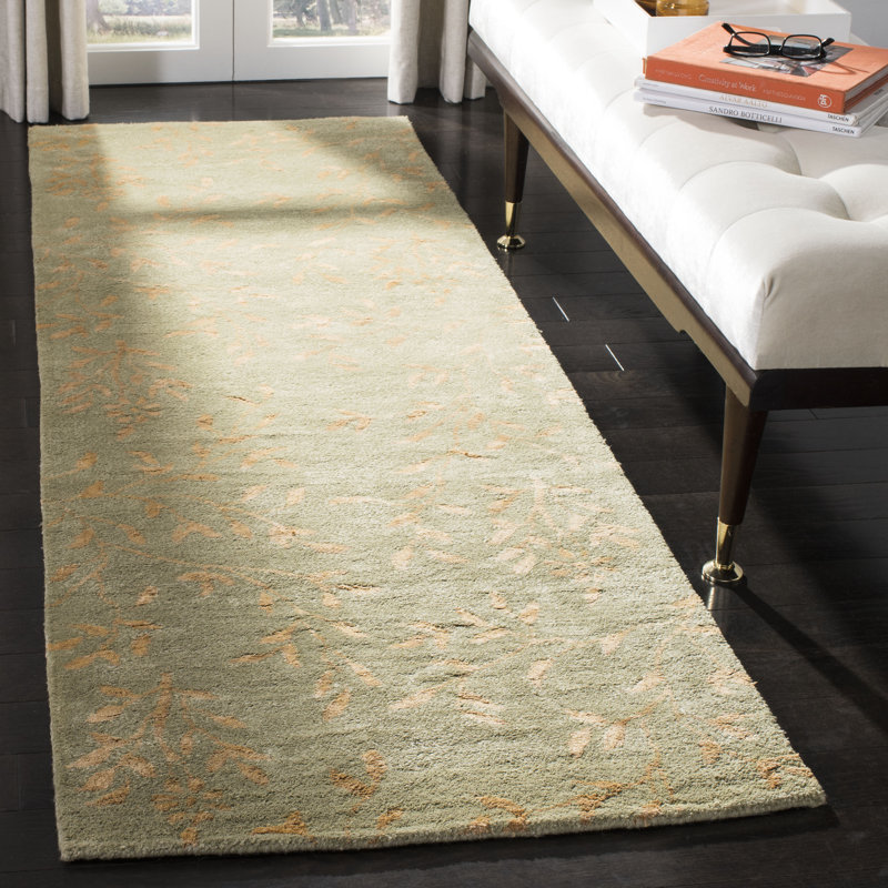 Tapis floral en laine et viscose touffeté à la main Avayah Soho, Tapis de couloir 2 pi 6 po x 10 pi