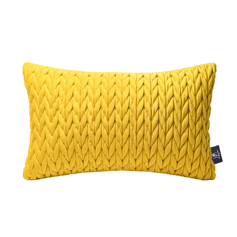 Coussins en velours matelassé, coussin décoratif texturé tressé, Rose clair, Rectangle H 12 po x l 20 po