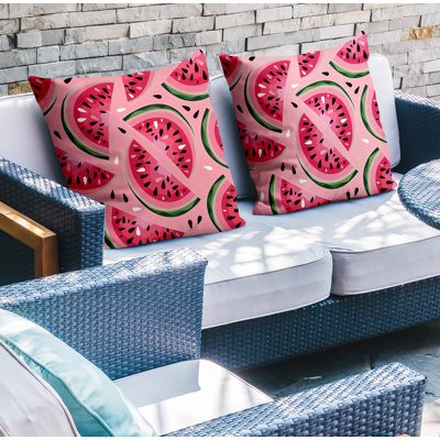 Oreiller carré intérieur / extérieur Yumelon Watermelon