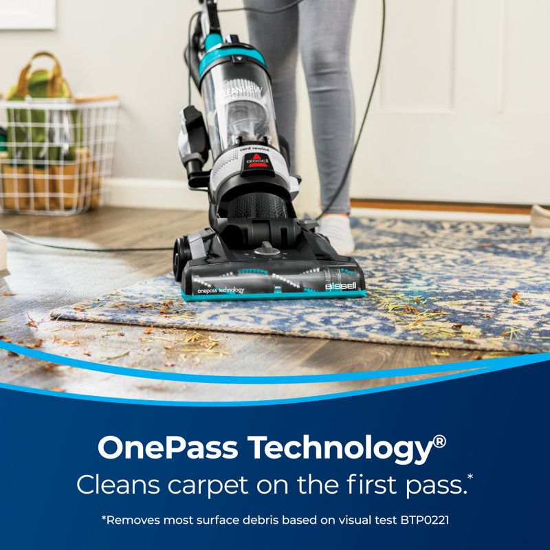 BISSELL CleanView® Rewind Upright Bagless Vacuum Cleaner | 3676 Black/Blue with Crevice Tool