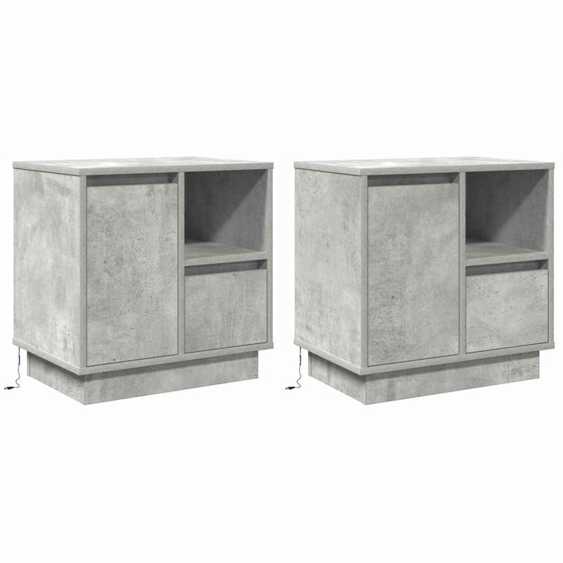 Bedside Cabinet With Drawer 2 Pcs 50 X 34.5 X 50 Cm, Concrete Grey