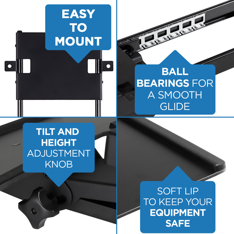 Mount-It! Under Desk Computer Keyboard and Mouse Tray, Ergonomic Keyboard Drawer with Gel Wrist Pad