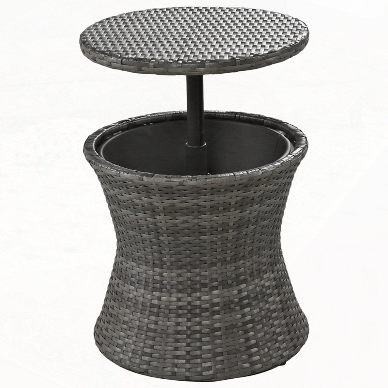 Ensemble de conversation pour patio avec table de bar en osier, Coussin gris / cadre gris