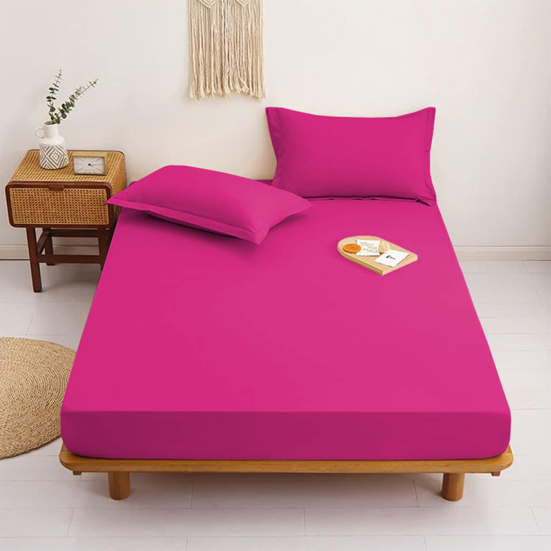 Aspire Homeware Ultra Soft 40cm Deep Fitted Sheet for Extra Deep Mattress and Cozy Sleep, King (5'), Hot Pink
