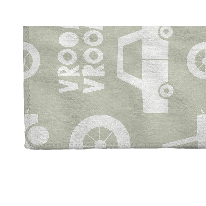 Vroom vroom Colorized Kids Play Mat, Light Green/Green, Rectangle 24" x 36"