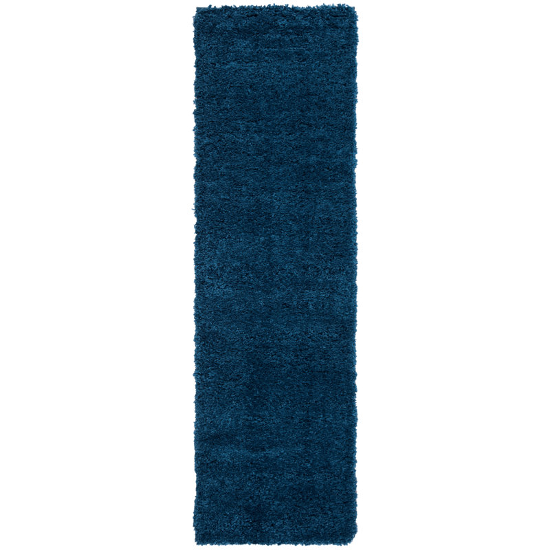 Tapis ivoire à poils longs Sador, Blue, Tapis de couloir 2 pi 3 po x 6 pi