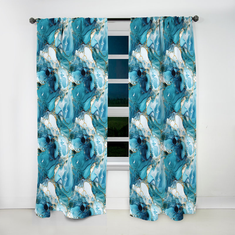 Rideau obscurcissant en marbre bleu-blanc océanique Allure, L 52 po x L 108 po
