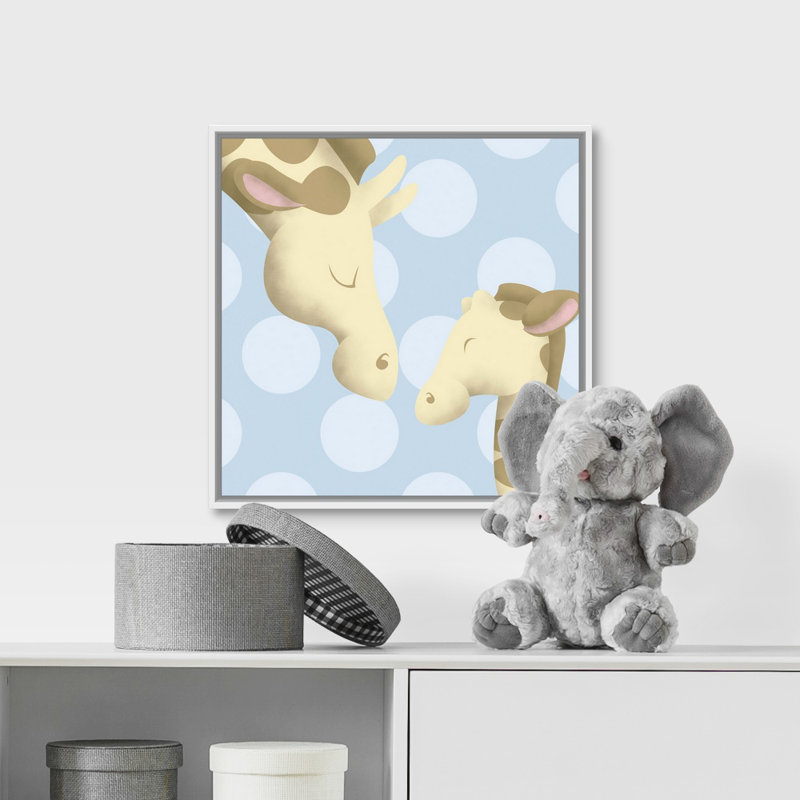 Giraffe maman et baby art Carrickfergus, Cadre pour toile flottant blanc, H 24 po x l 24 po x P 1,75 po