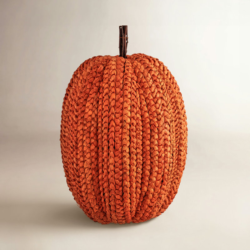 Présentoir tissé panier citrouille, Orange, H 28 po x l 19 po x P 19 po