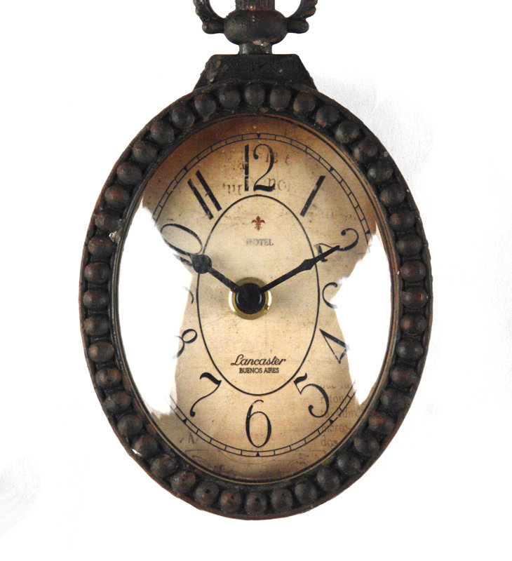 Antique Black Iron Pocket Watch Style Wall Clock
