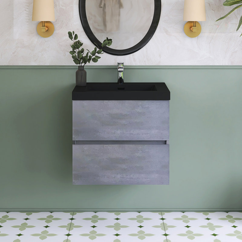 Meuble-lavabo simple 23,6 po avec plateau en quartz Shunita