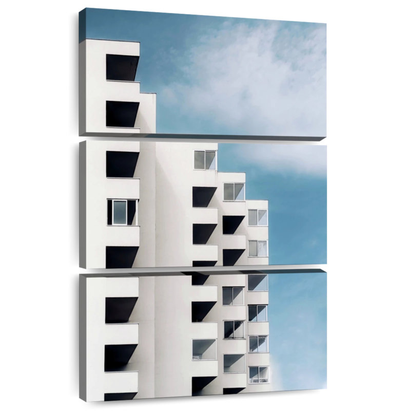 White Modern City Buildings, 57" H x 36" W