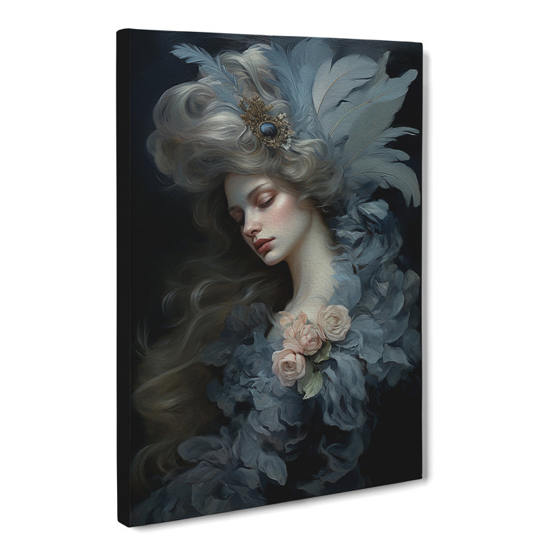 Feather Rococo Art - Wrapped Canvas, 50cm H x 35cm W x 3cm D