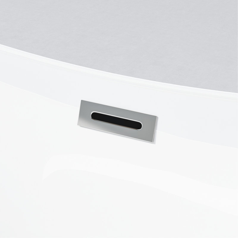 Gloss White Acrylic Freestanding Soaking Tub, 67 Inches, Oval Shape, Overflow, Pop - Up Drain, Ce And , Ideal For Bathroom Comfort Relaxation 67-Inch Tub With Overflow Center Drain Placement,