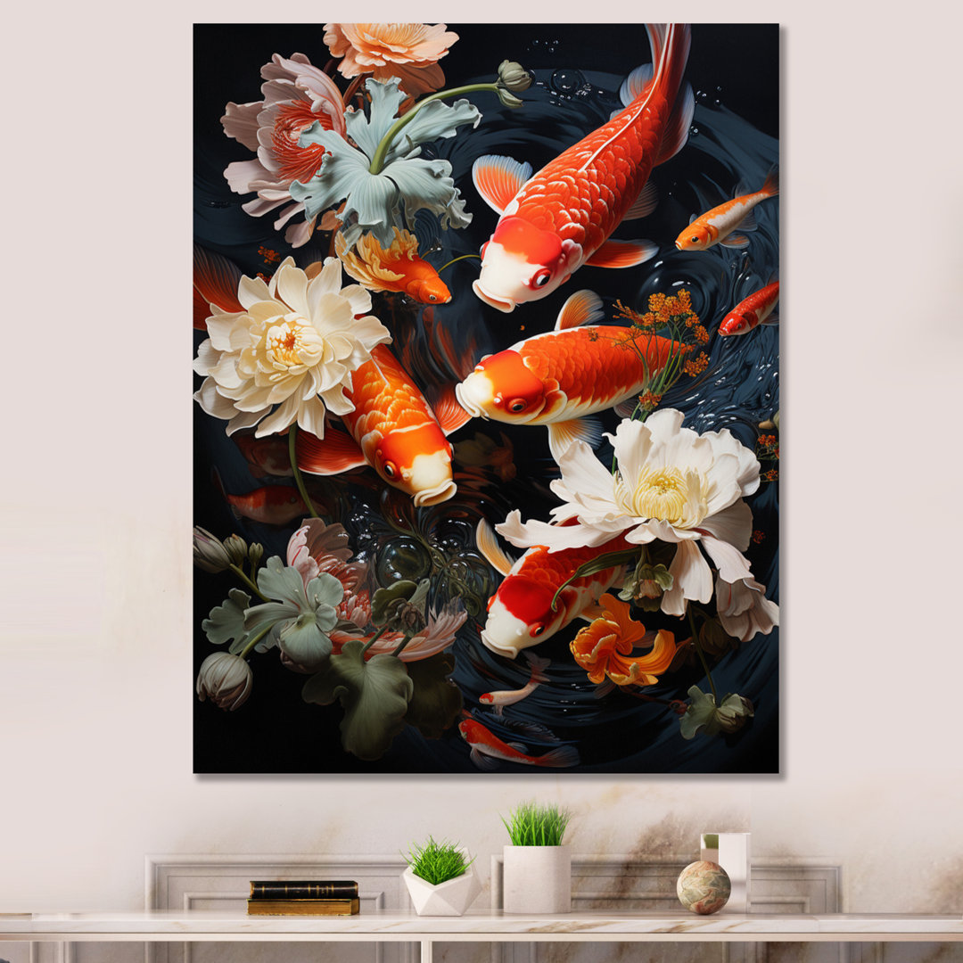 Asian Art Infinite Koi I - Asian Art Canvas Print Wall Art Bay Isle Home™ 