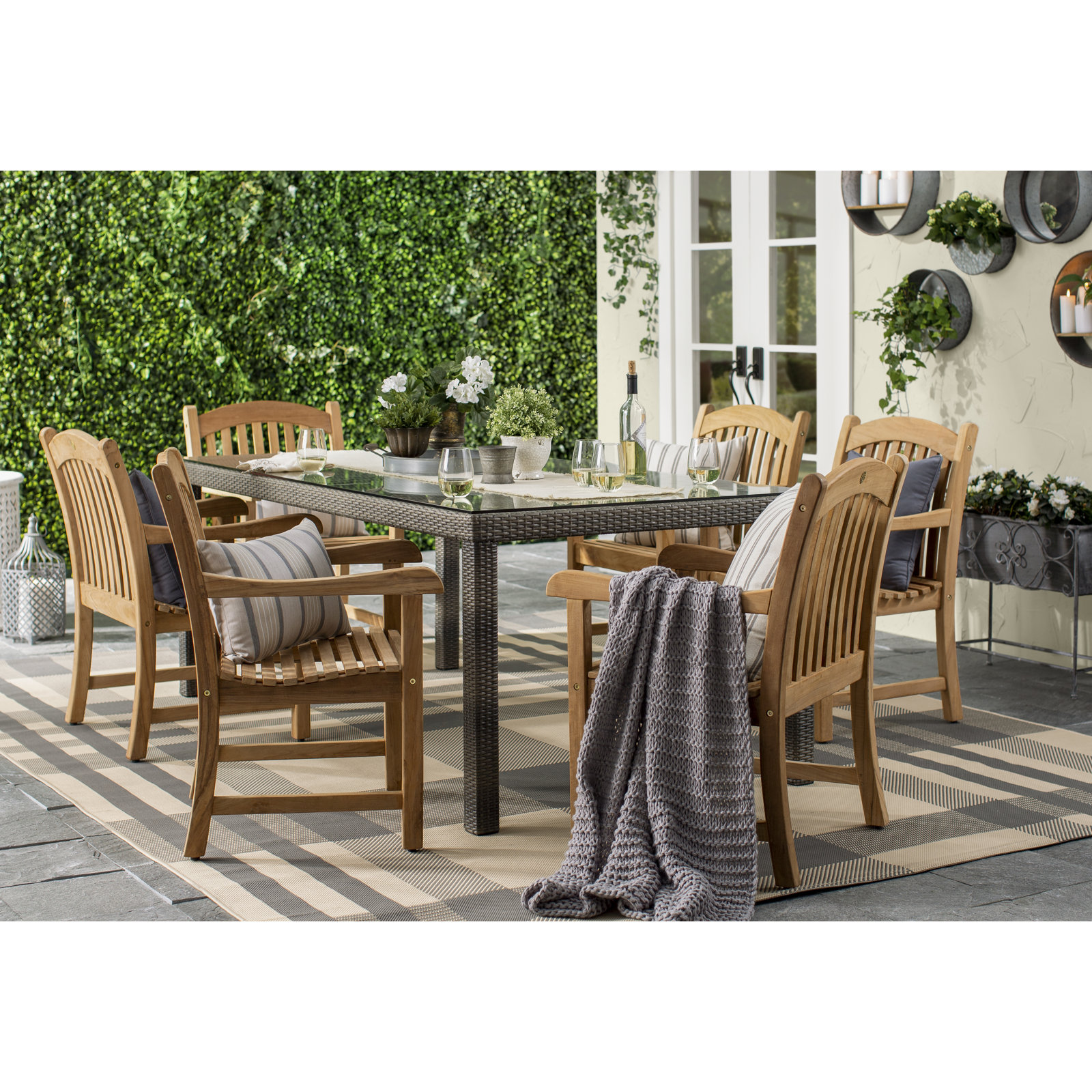 Sunbrella® Throw Pillow, 20"H x 20"W, Brannon Redwood Sunbrella®