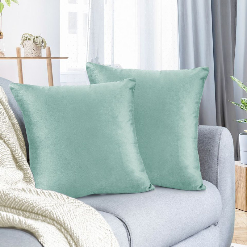 Nestl Velvet Decorative Throw Pillow Cover 2-Pack, 18"H x 18"W, Aqua